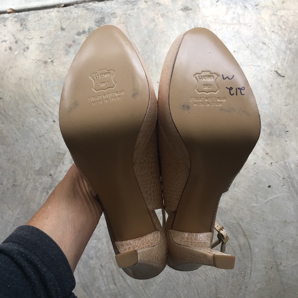 NEW Stuart Weitzman Snake Leather Platform Closed Toe Pumps - Picture 9 of 10